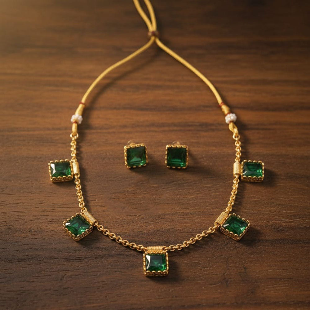 FS Collection Traditional Pota Stone Designer Necklace Set