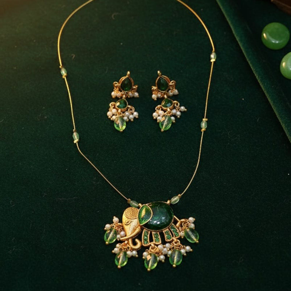 FS Collection Traditional Pota Stone And Pearl Meenakari Designer Necklace Set