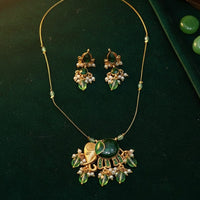 FS Collection Traditional Pota Stone And Pearl Meenakari Designer Necklace Set