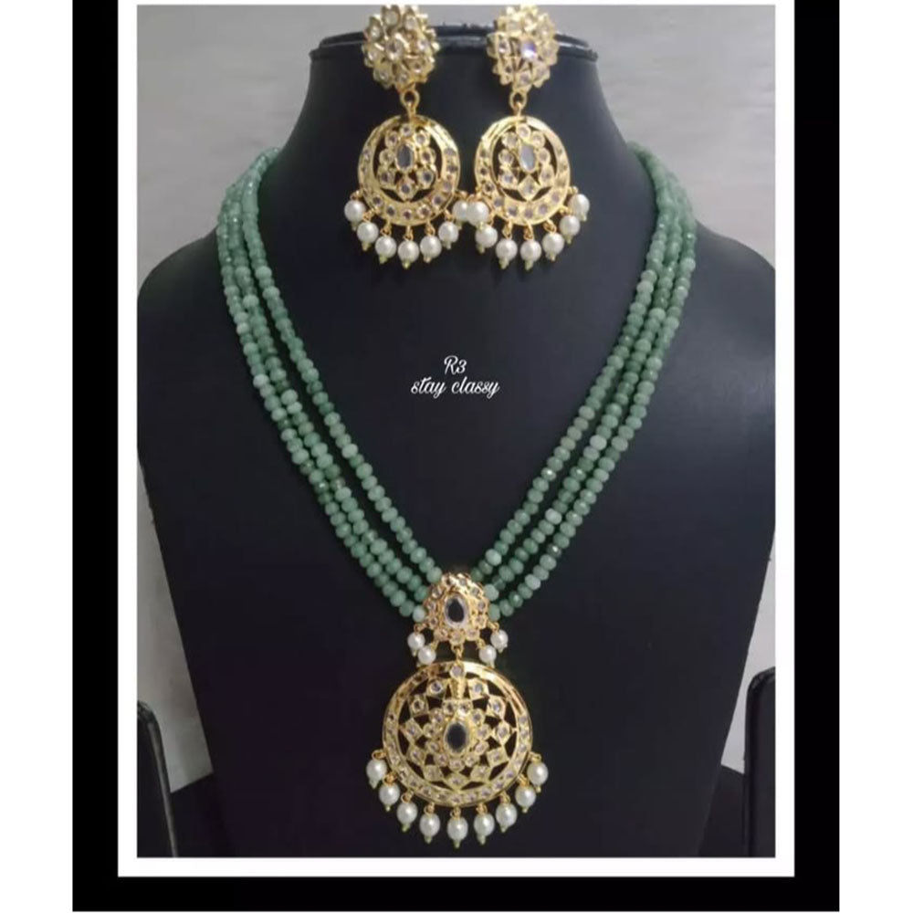 FS Collection Heritage Pota Stone Pearl And Beads Ethnic Necklace Set
