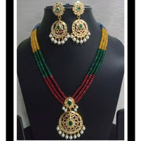FS Collection Heritage Pota Stone Pearl And Beads Ethnic Necklace Set