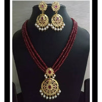 FS Collection Heritage Pota Stone Pearl And Beads Ethnic Necklace Set