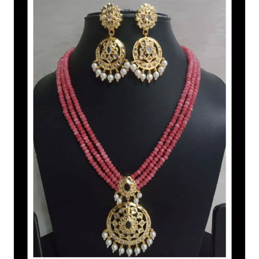 FS Collection Heritage Pota Stone Pearl And Beads Ethnic Necklace Set