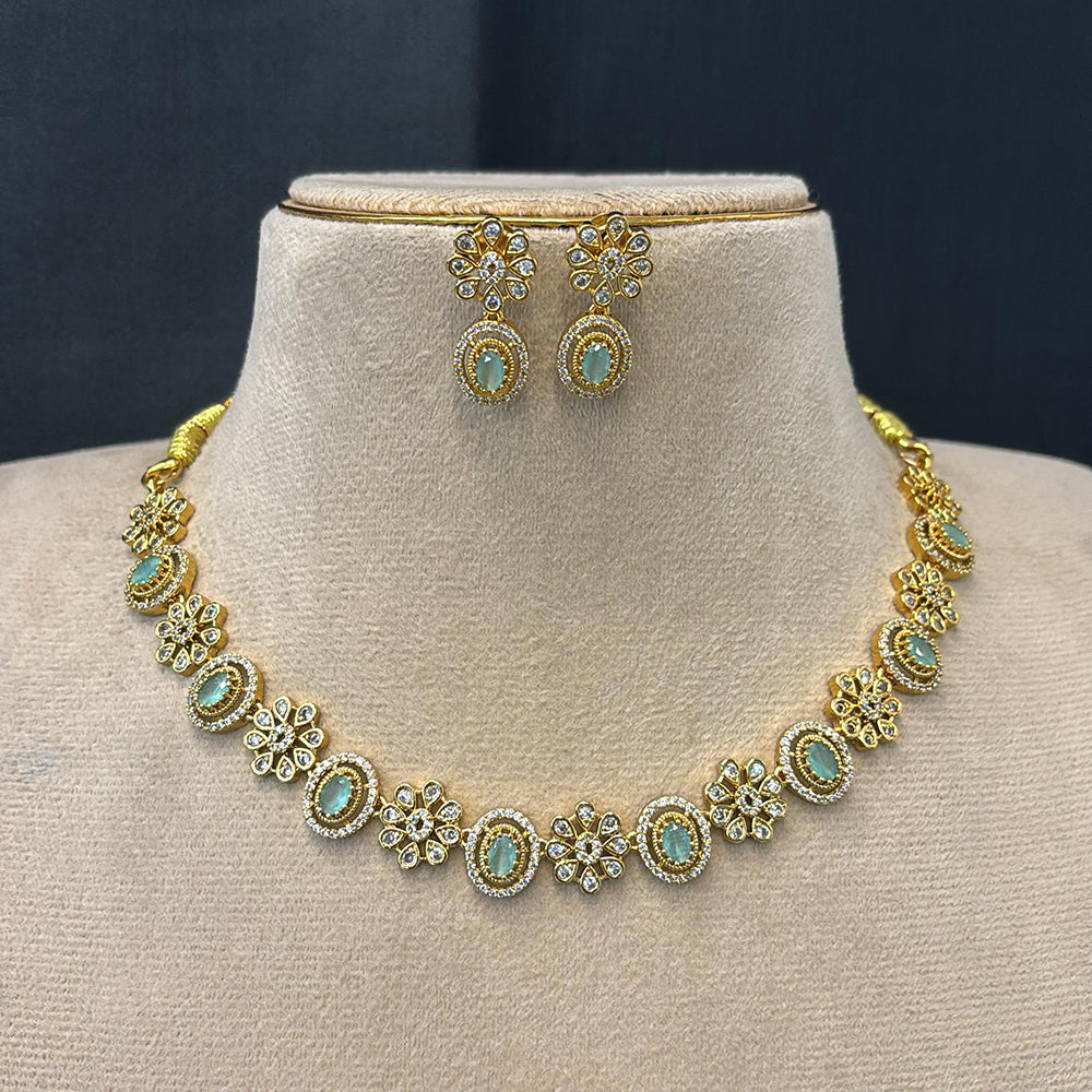 FS Collection Premium American Diamond Statement Necklace Set