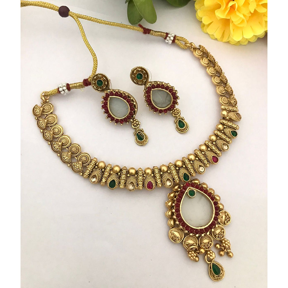 FS Collection Sparkling Austrian And Pota Stone Elegance Necklace Set