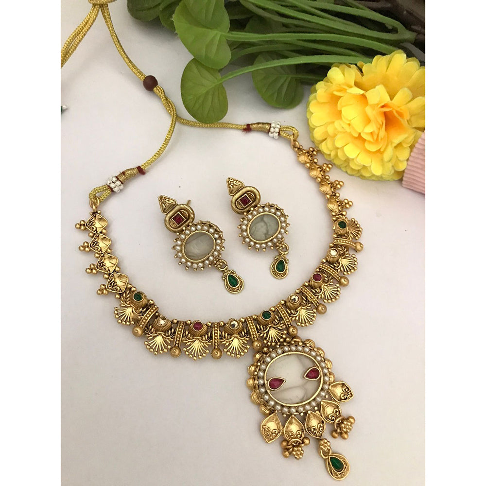FS Collection Sparkling Austrian And Pota Stone Elegance Necklace Set