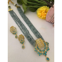 FS Collection Luxe American Diamond And Pearl Partywear Long Necklace Set