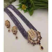 FS Collection Luxe American Diamond And Pearl Partywear Long Necklace Set