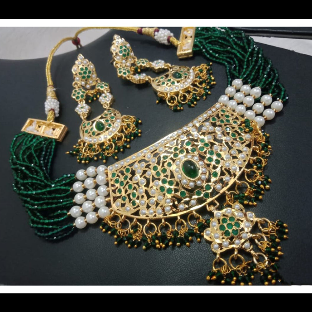 FS Collection Heritage Style Pota Stone Pearl Choker Necklace Set