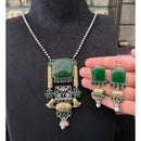 FS Collection Elegant 2-Tone Plated Pota Stone And Pearl Necklace Set