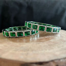 FS Collection Heritage Style Oxidised Pota Stone Bangles Set