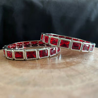 FS Collection Heritage Style Oxidised Pota Stone Bangles Set