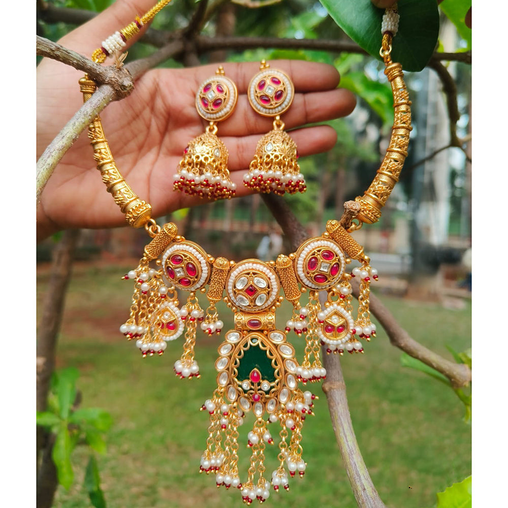 FS Collection Heritage Pota Stone And Pearl Necklace Set