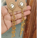FS Collection Designer Kashmiri Kundan Stone And Pearl Long Dangler Earrings
