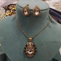 FS Collection Elegant Pota Stone And Austrian Chain Pendant Set