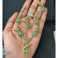 FS Collection Sparkling Austrian And Pota Stone Elegance Necklace Set