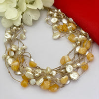 FS Collection Trendy Pearl Designer Multi Layer Necklace