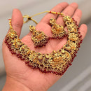 FS Collection Pota Stone And Pearl Temple Designer Necklace Set