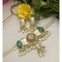 FS Collection Pota Stone And Mother Of Pearl Designer Choker Necklace Set