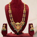 FS Collection Elegant Pota Stone And Pearl Temple Long Necklace Set