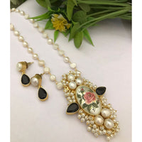FS Collection Royal Pota Stone Pearl Designer Long Necklace Set
