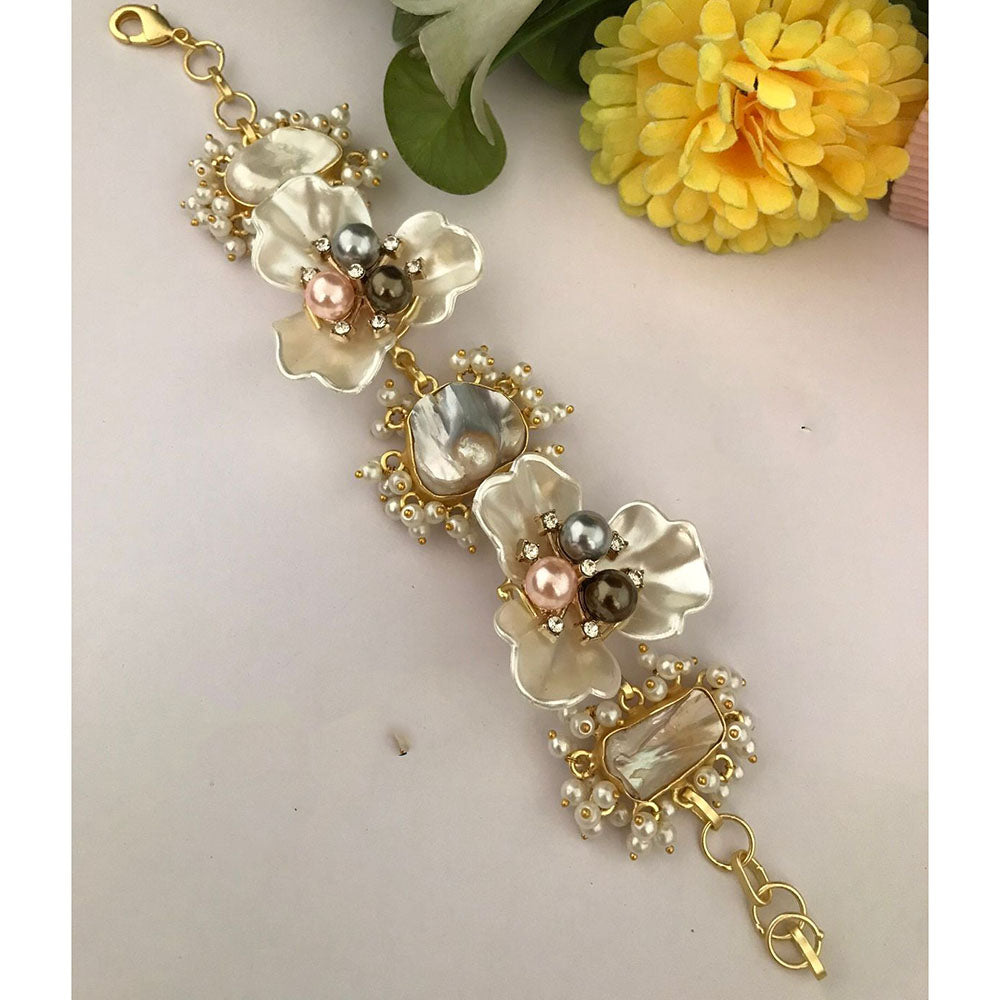 FS Collection Designer Blossom Mother of Pearl Adjustable Bracelet