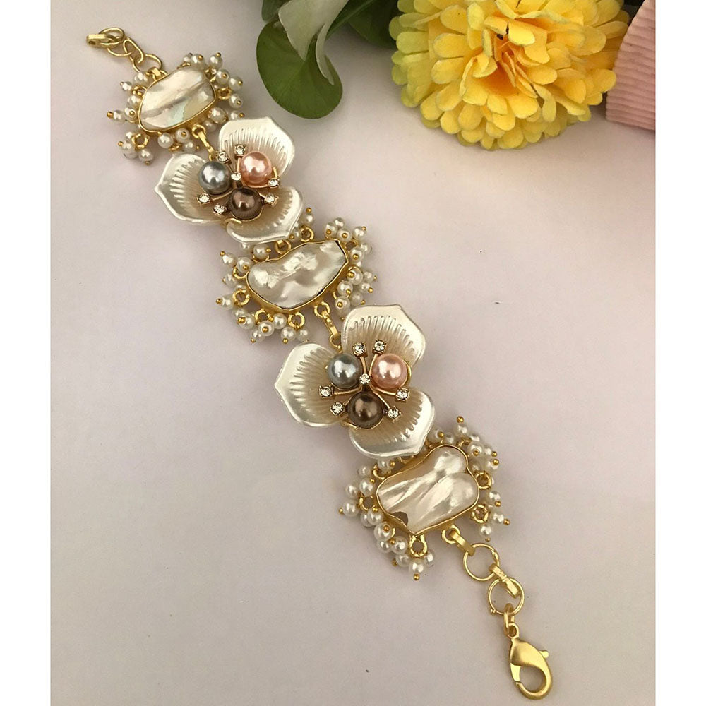 FS Collection Designer Blossom Mother of Pearl Adjustable Bracelet