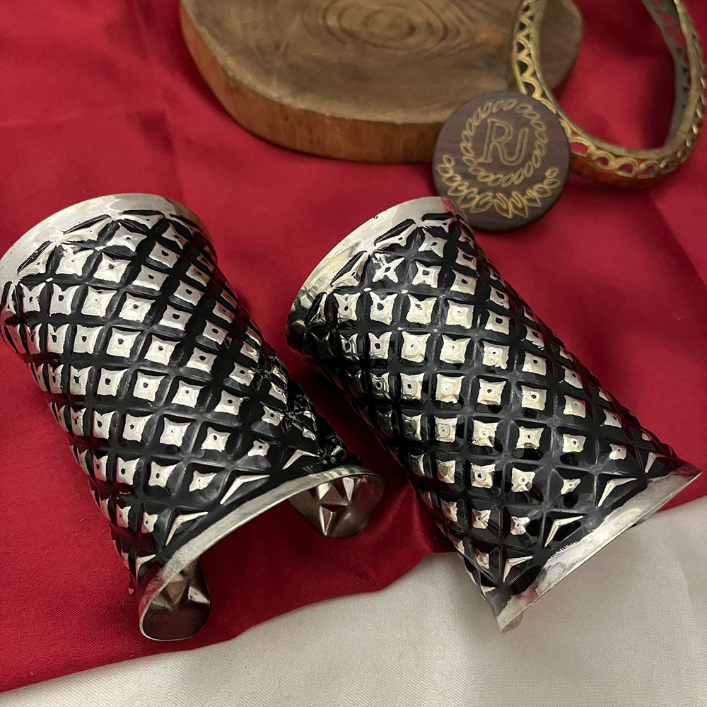 FS Collection Antique Finish Oxidised Openable Bangles Set