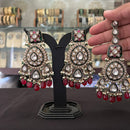 FS Collection Pota Stone And Beads Designer Dangler Earrings With Maangtikka