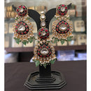 FS Collection Pota Stone And Beads Designer Dangler Earrings With Maangtikka