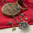 FS Collection 2 Tone Plated Pota Stone And Pearl Long Necklace Set