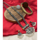 FS Collection 2 Tone Plated Pota Stone And Pearl Long Necklace Set