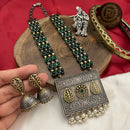 FS Collection 2 Tone Plated Pota Stone And Pearl Long Necklace Set