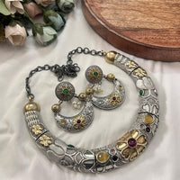 FS Collection 2 Tone Plated Pota Stone And Pearl Necklace Set