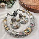 FS Collection 2 Tone Plated Pota Stone And Pearl Necklace Set