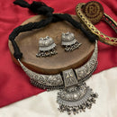 FS Collection Royal Oxidised Plated Pearl Necklace Set