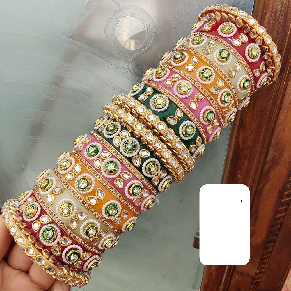 FS Collection Heritage Multicolor Austrian Stone Meenakari Bangles Set