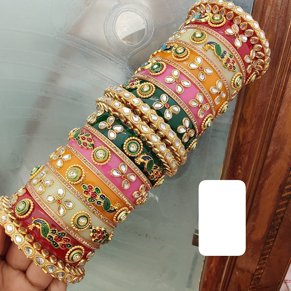 FS Collection Heritage Multicolor Austrian Stone Meenakari Bangles Set