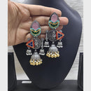 FS Collection 2 Tone Plated Pota Stone And Pearl Jhumki Earrings