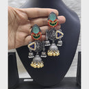 FS Collection 2 Tone Plated Pota Stone And Pearl Jhumki Earrings