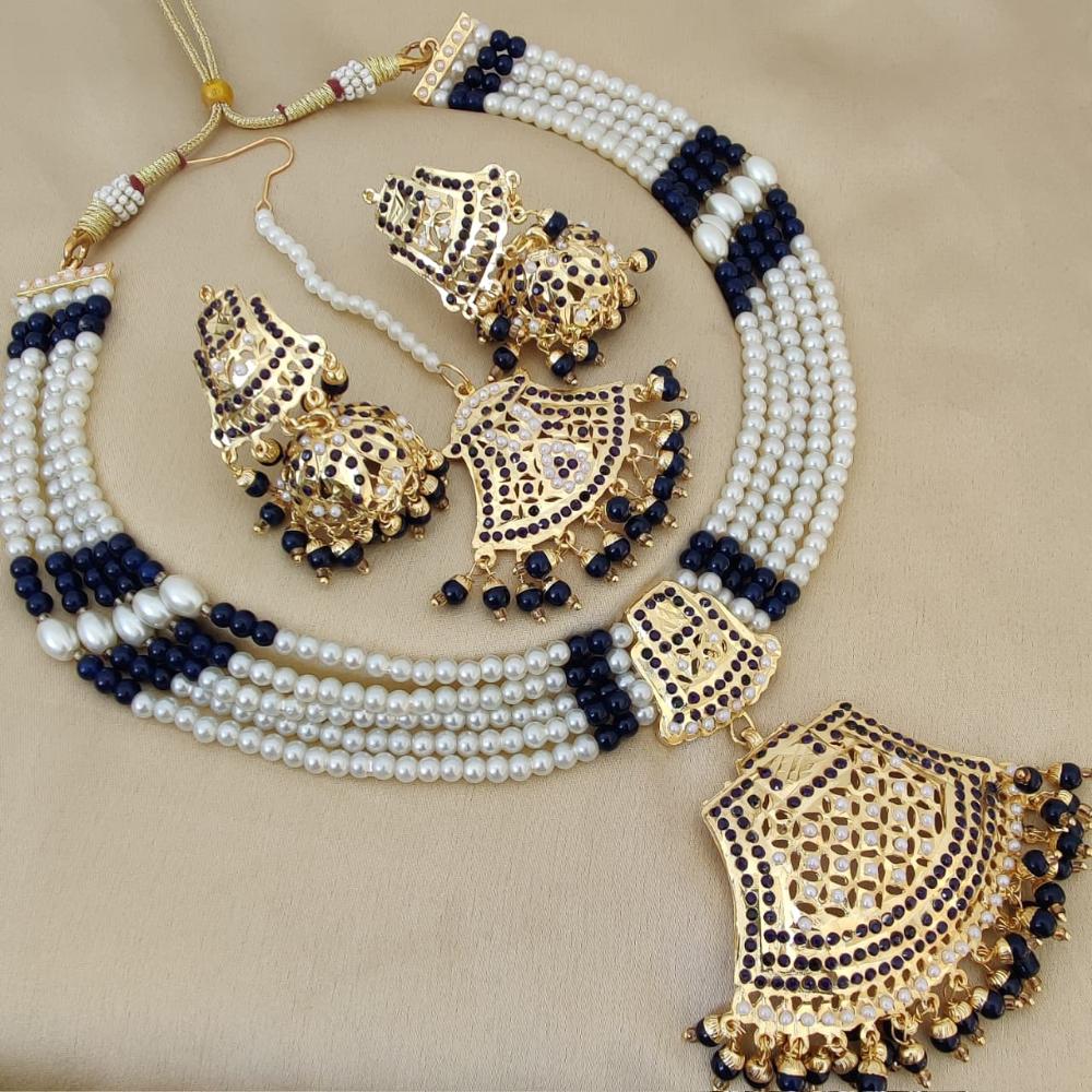 FS Collection Premium Austrian Stone Pearl And Beads Necklace Set