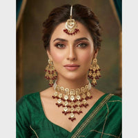 FS Collection Ethnic Design Beads And Pearl Choker Necklace Set