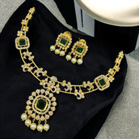 FS Collection Classic Crystal Stone And Austrian Stone Pearl Necklace Set 