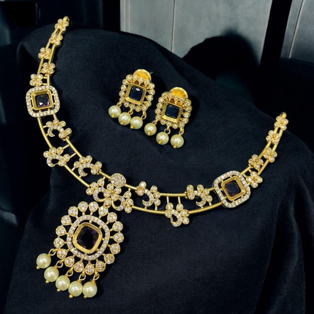 FS Collection Classic Crystal Stone And Austrian Stone Pearl Necklace Set