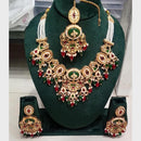 FS Collection Sparkling Pota Stone And Pearl Elegance Necklace Set