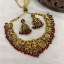 FS Collection Sparkling Pota Stone And Pearl Elegance Temple Necklace Set