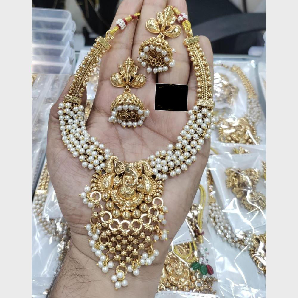 FS Collection Spiritual Ganesha Pearl Jewellery Necklace Set
