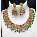 FS Collection Sparkling Pota Stone And Pearl Elegance Temple Necklace Set