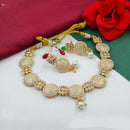 FS Collection Sparkling Pota Stone And Pearl Elegance Meenakari Necklace Set