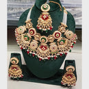 FS Collection Sparkling Pota Stone And Pearl Elegance Necklace Set